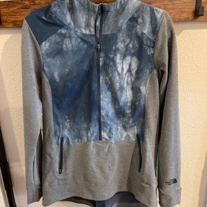 EUC The North Face Tie-Dye Teal and Gray Quarter Zip